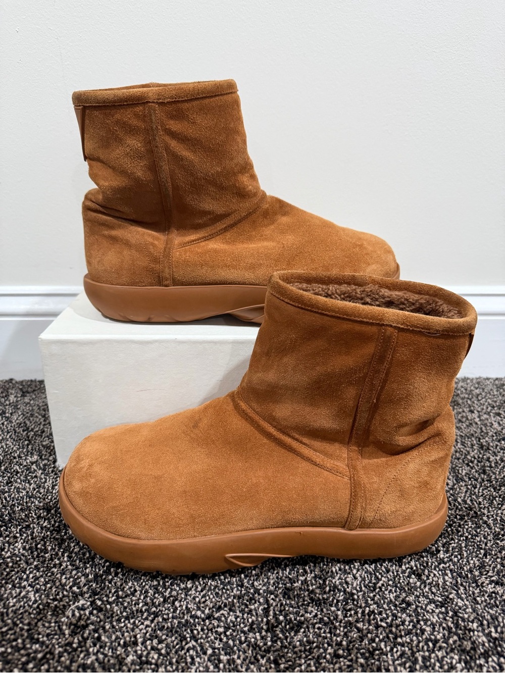 Bottega Veneta Light Brown Suede Snap Ankle Snow Boots